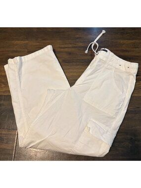 Hollister White Wide Leg Baggy Cargo Pants Size L-Short